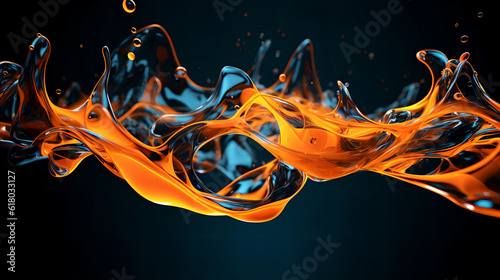 Abstract Art: Realistic and Color-Intensive Fusion of Orange and Blue Dynamic Liquid Abstraction: Vibrant and Fluid Mix in 3D Illustration Intense Colors in Abstract Wallpaper: Expressive AI-Generated