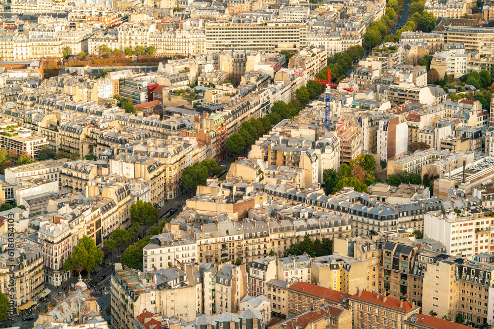 Aerial view of Neighborhood in Paris 14th Arr., Paris, France - obrazy, fototapety, plakaty 