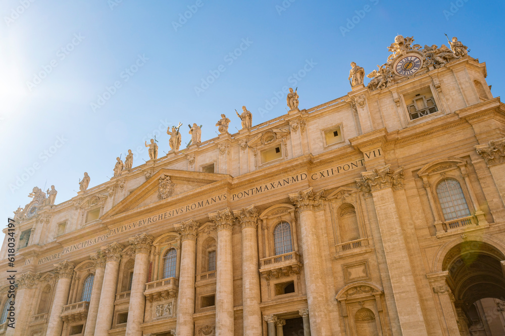 Facade of St. Peter's Basilica in the Vatican, Rome, Italy