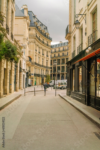 Historic quite street in the heart of paris  France