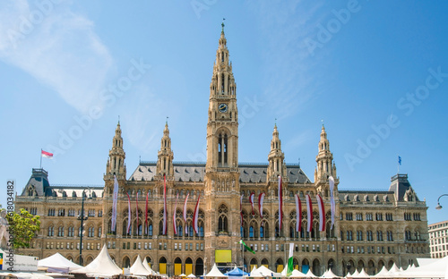 City hall of Vienna with a celebration in summer, Austria