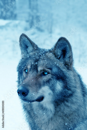 wolf on the background of the winter forest © fotomaster