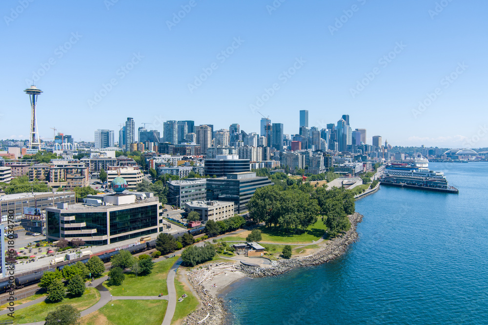 The Seattle, Washington waterfront skyline in June The Seattle, Washington waterfront skyline in June