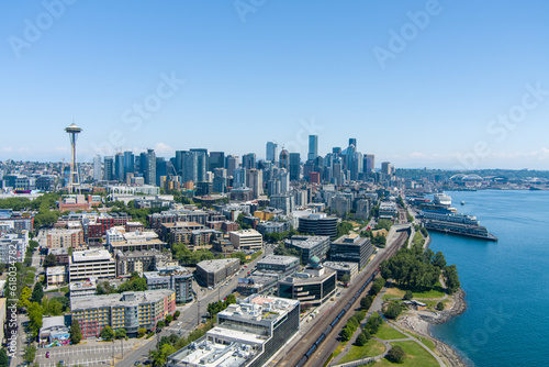 The Seattle, Washington waterfront skyline in June photo