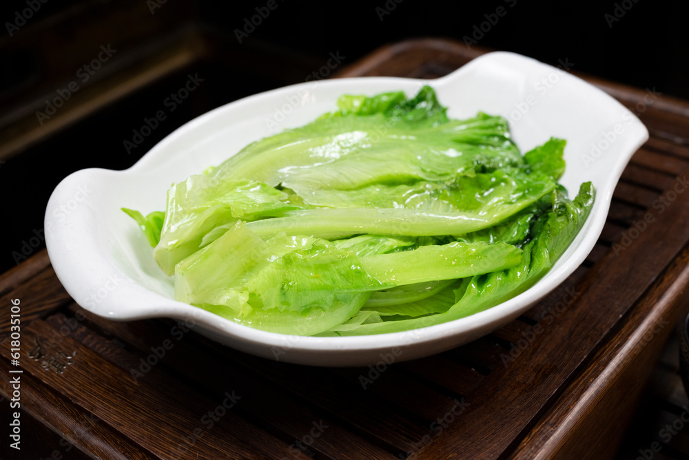 Fried cabbage,healthy and light diet,Cantonese breakfast,Guangdong,China,indoor shot, close-up Fried cabbage,healthy and light diet,Cantonese breakfast,Guangdong,China,indoor shot, close-up