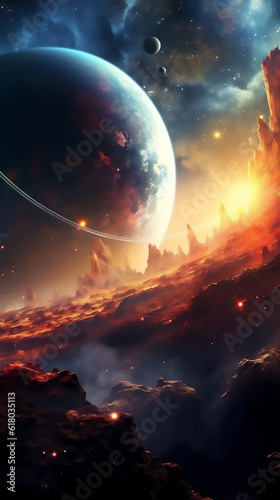 Planets and space illustration create using generative AI tools