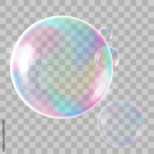 vector transparent multicolored soap bubbles set on plaid background. sphere ball, design water and foam