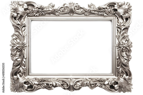 antique silver picture frame isolated on white