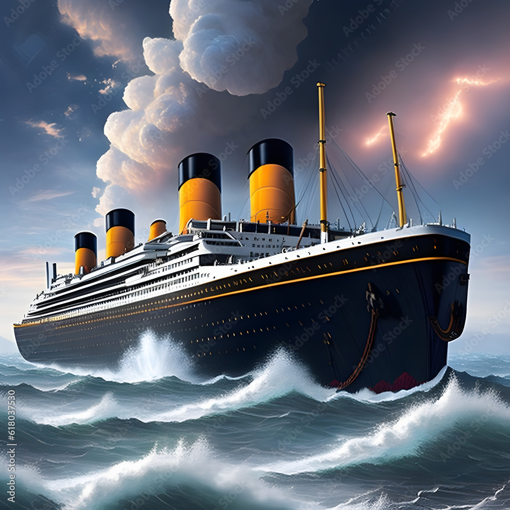 Fototapeta premium Titanic steam ship in the sea