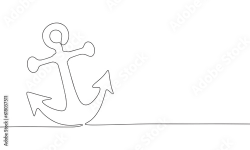 Fotografia Continuous one line drawing of anchor banner
