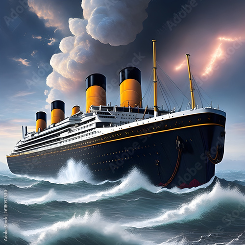 Obraz na plátne Titanic steam ship in the sea