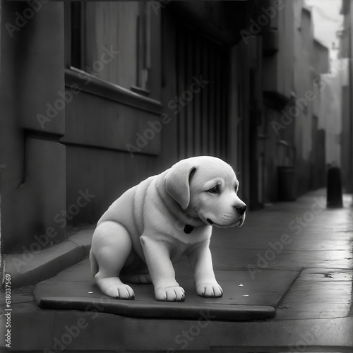 labrador retriever puppy on the street