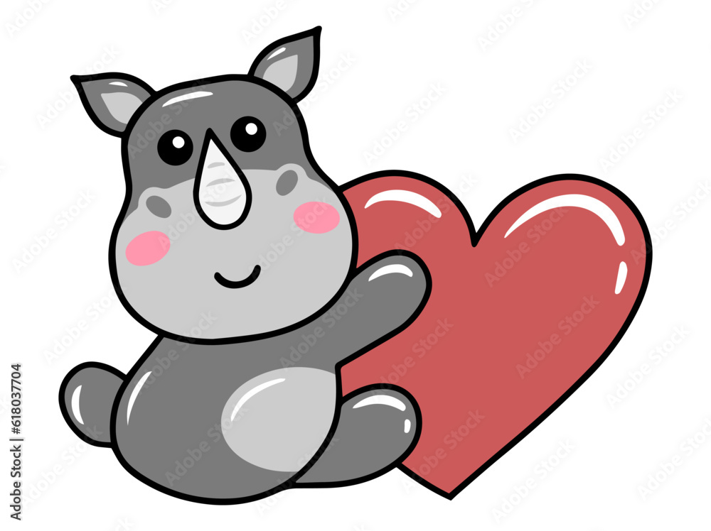 Rhinoceros Cartoon Cute Animal Illustration Rhinoceros Cartoon Cute Animal Illustration