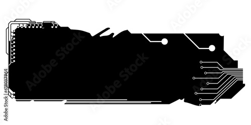 Rectangular design clipart in tech style isolated on white. Short tech plate with copy space. Clipart.