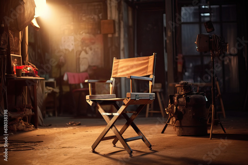 Cinematic Scene with Director's Chair. Created using generative AI tools