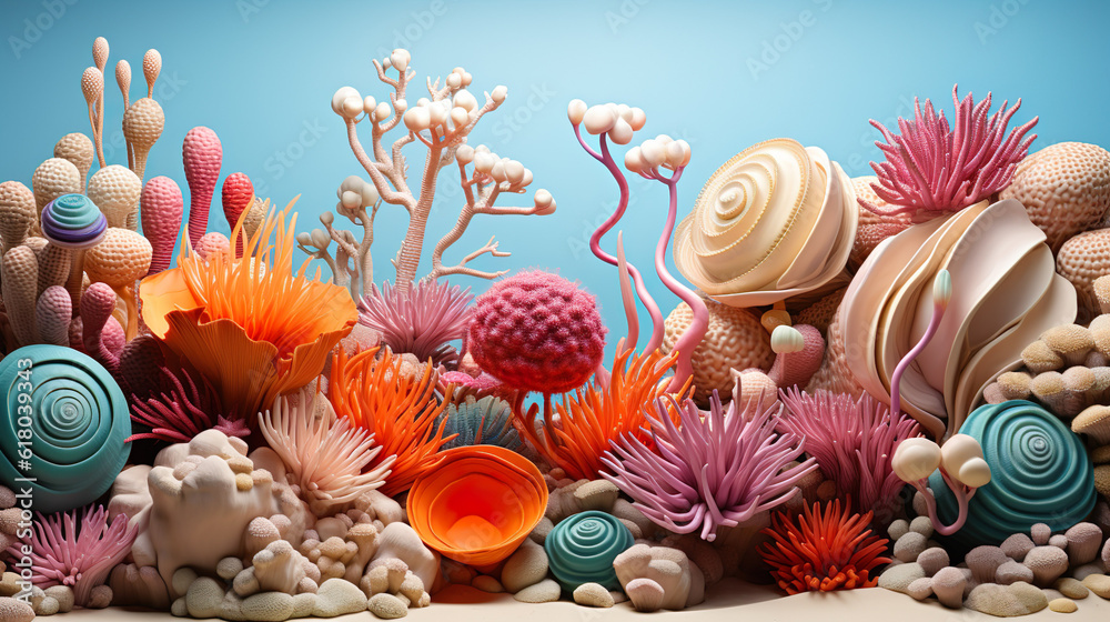Fantastic underwater world corals. Generative AI