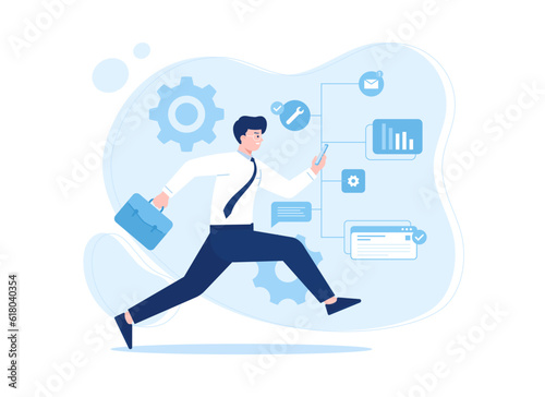 Multitasking trending concept flat illustration