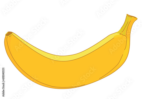 Fresh ripe banana in peel. Vector. Natural exotic banana in yellow skin in cartoon style. Colored flat illustration isolated on white background. Sweet tropical food icon.