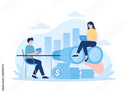 Looking for solutions to increase productivity concept trending flat illustration