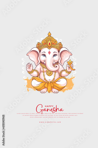Illustration of Ganesha for Ganesh Chaturthi. Minimalistic style.