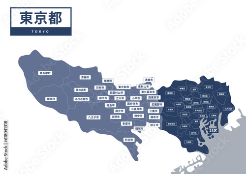 地図（地名入り）-東京都