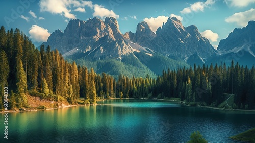Illustrations of beautiful and tranquil landscapes and natural scenery,AI generated. 
