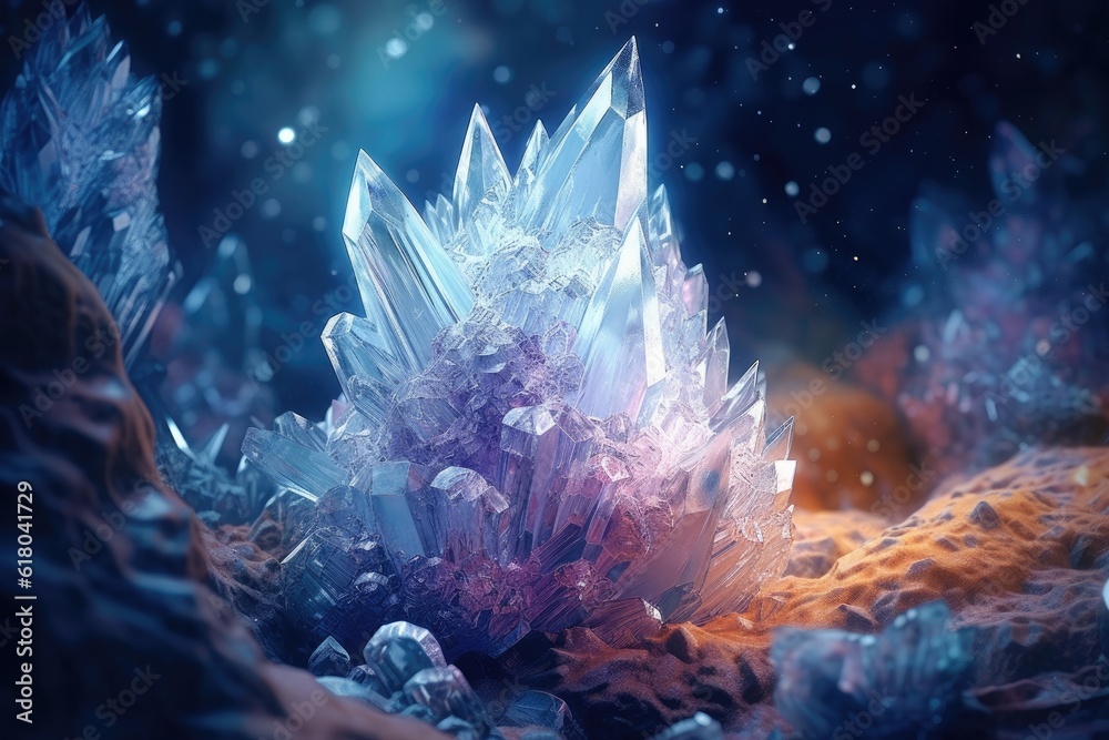 Crystalline formations patterns and delicate structures. Generative AI Crystalline formations patterns and delicate structures. Generative AI