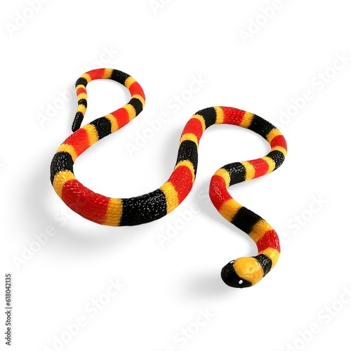 Miniature coral snake animal isolated on white