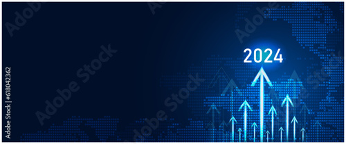 Planning,opportunity, challenge and business strategy in new year 2024.