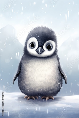 cute baby penguin illustration created using generative AI tools