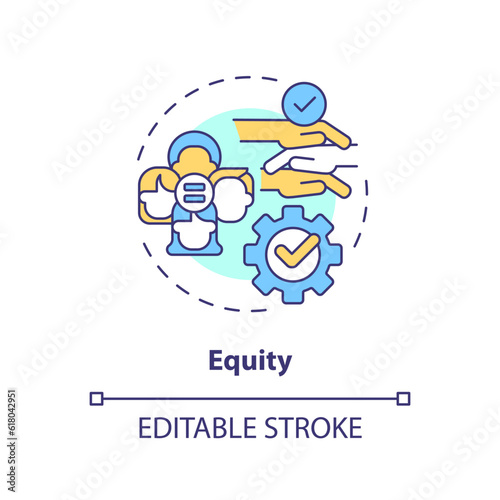 Equity concept icon. Social justice. Gender equality. Human right. Diversity and inclusion. Equal opportunity abstract idea thin line illustration. Isolated outline drawing. Editable stroke