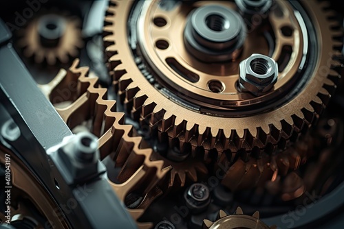 Gear transmission system - closeup view created using generative AI tools