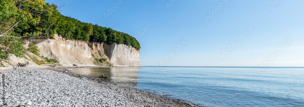 Chalk cliff panorama along the Baltic sea, Rügen (Ruegen) island, Mecklenburg-Vorpommern, Germany