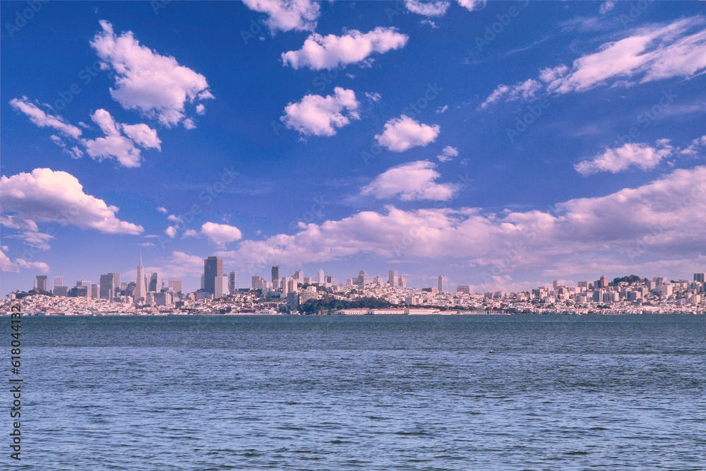 Cityscape with sea of San Francisco city and beautiful sky 