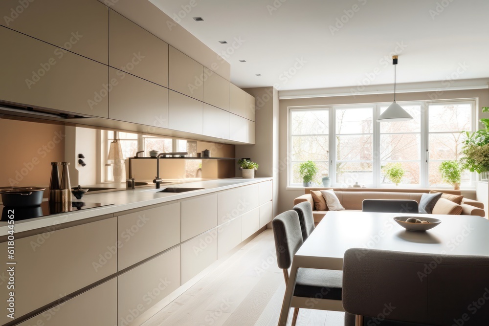 Fototapeta premium Details of a Glamorous, State-of-the-Art Kitchen with Custom Lighting and Elegant Decor
