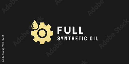 Full Synthetic oil label or Full Synthetic oil sign vector isolated in flat style. Full Synthetic oil label for product packaging design element. Full Synthetic oil sign for packaging design element.