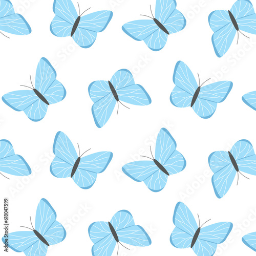 Kids seamless pattern with butterflies. Vector illustration. Butterfly print in hand-drawn style. Cute pattern with insects. © Евгения Крупель