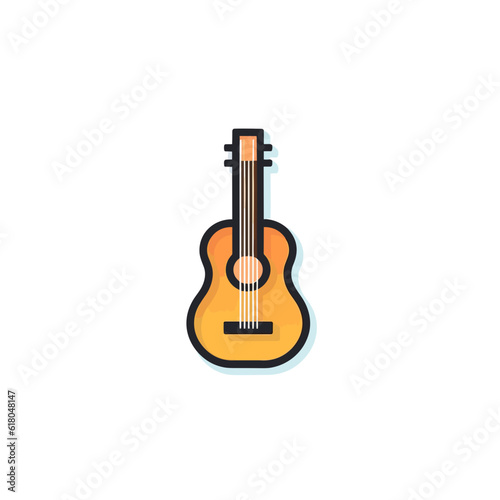 Guitar Icon. Minimalistic Design on White Background. Illustration.