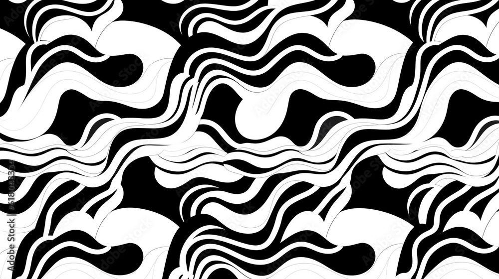 Black and white organic patterns. Random but orderly arrangement. Minimalistic and simple.