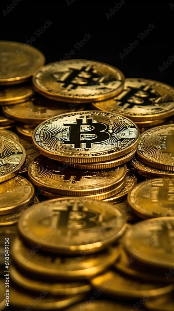 shiny glittering isolated bit coins cryptocurrency, AI generated shiny glittering isolated bit coins cryptocurrency, AI generated