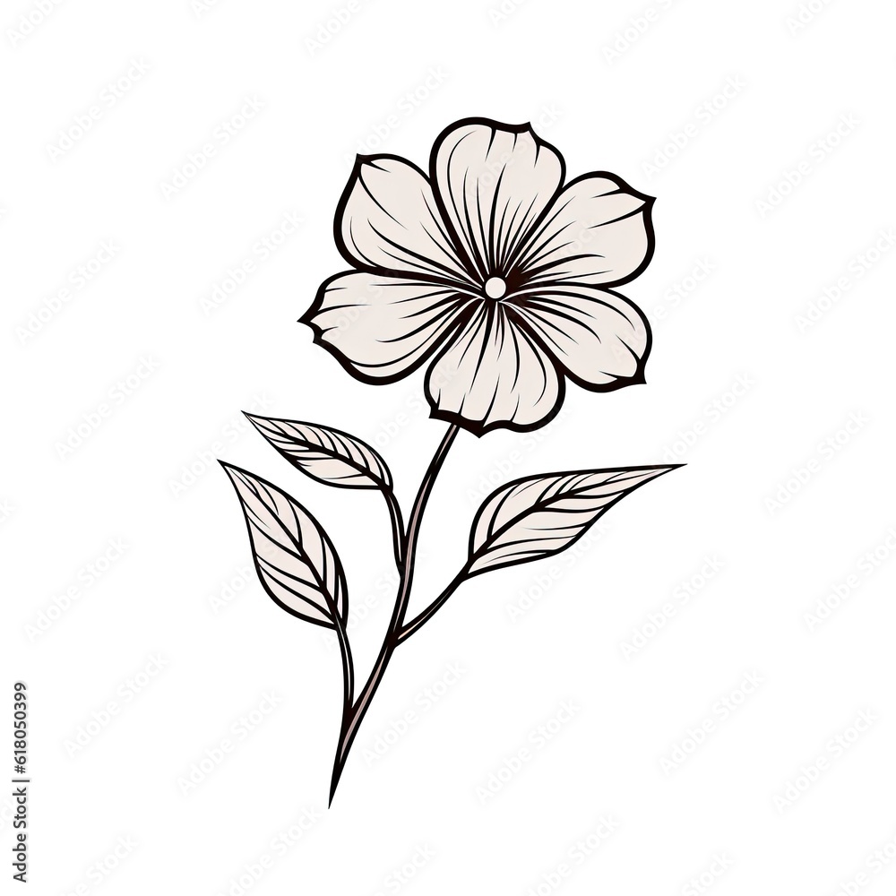 Simple line drawing of a flower - created using generative AI tools Simple line drawing of a flower - created using generative AI tools