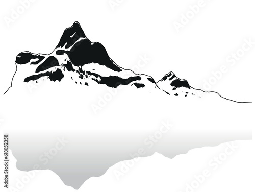 Drawing of a Snowy Mountain Range