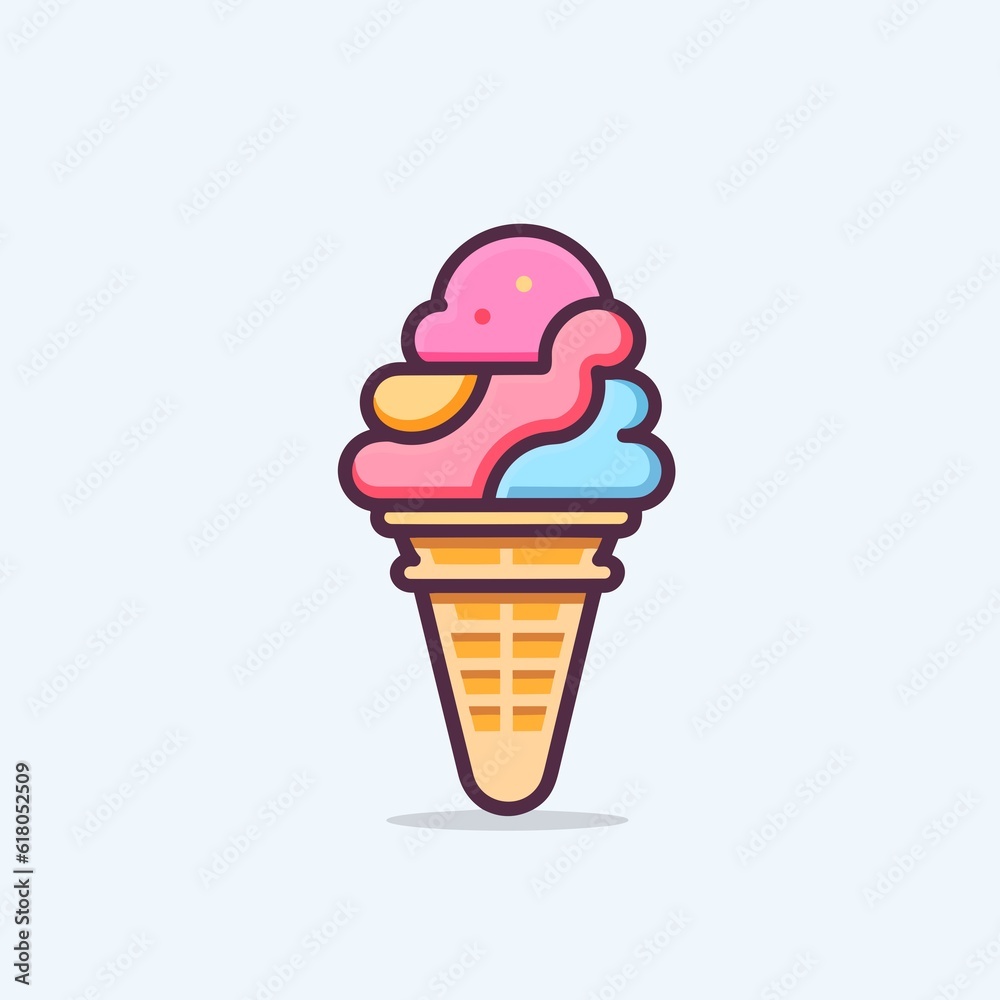 Ice Cream Icon on White Background. Minimalistic 2D Vector. Ice Cream Icon on White Background. Minimalistic 2D Vector.