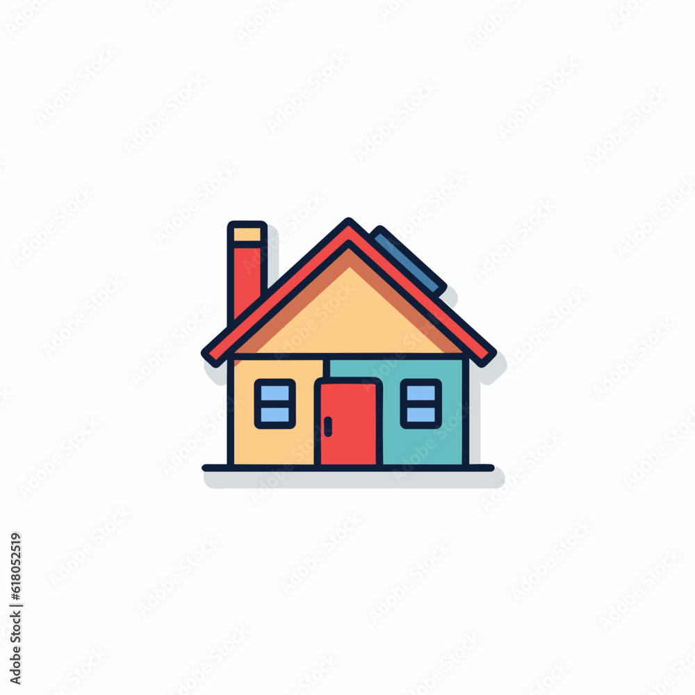 Minimalist House Icon. Linear Vector. White Background.