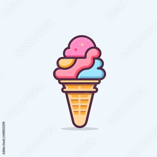 Ice Cream Icon on White Background. Minimalistic 2D Vector.