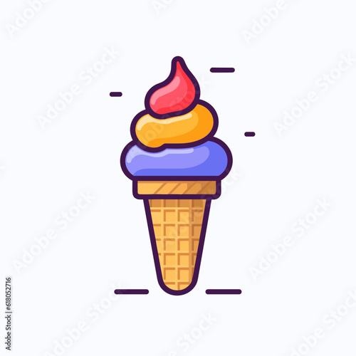Ice Cream Icon on White Background. Minimalistic 2D Vector.