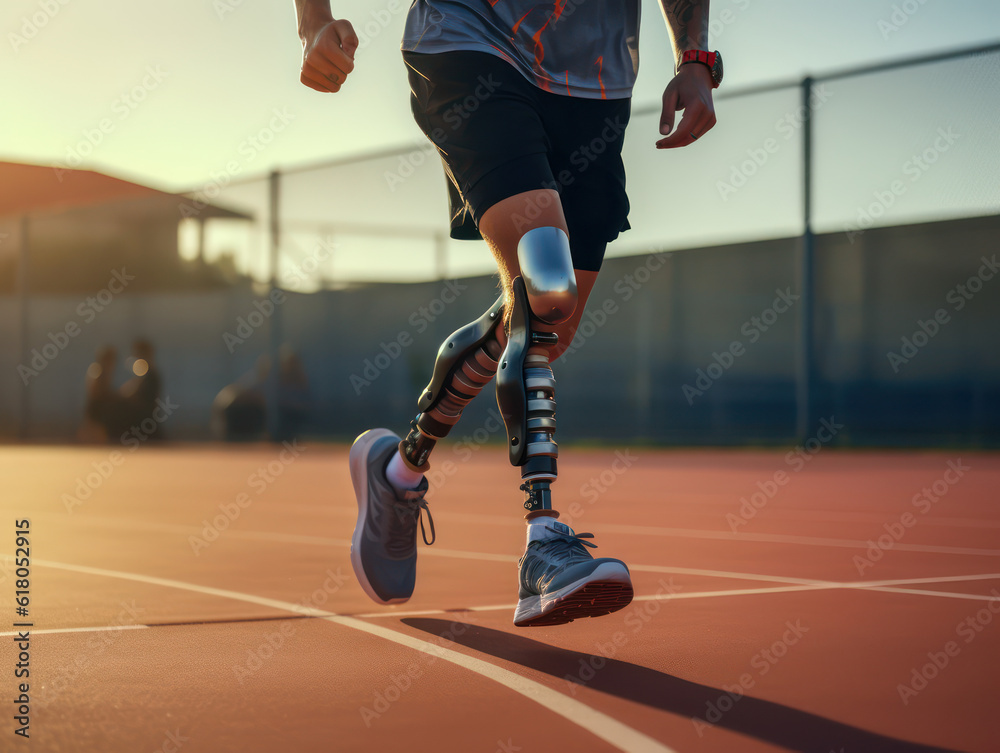 Inspiring Image: Athlete with Disabilities Showcasing Prosthetic Legs in Stylish Sneakers
