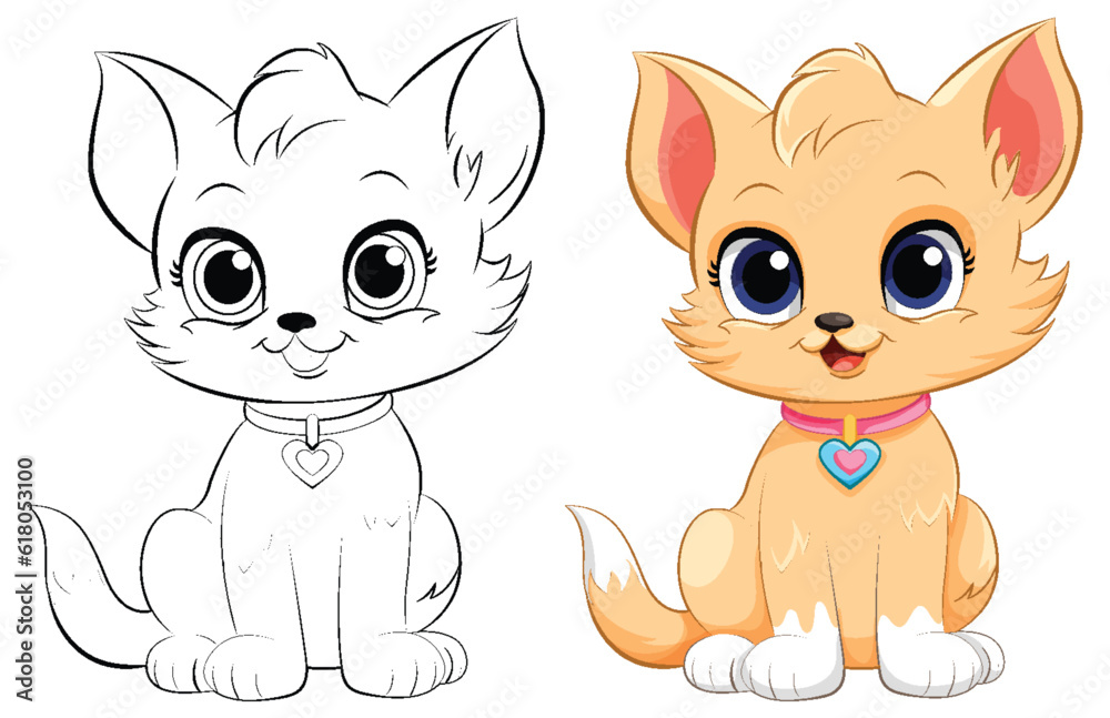 Fototapeta premium Coloring Page Outline of Cute Cat