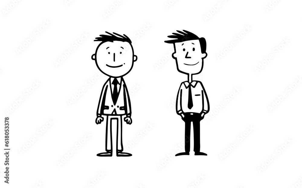 Officer or employe doodle line art illustration with black and white style for template. Officer or employe doodle line art illustration with black and white style for template.