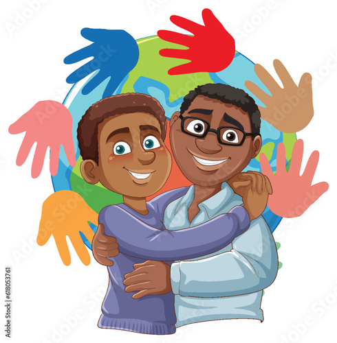 Same gender couple cartoon character